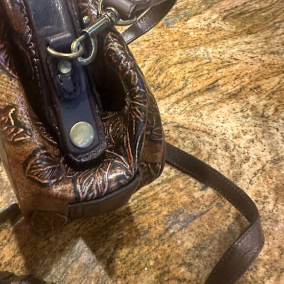 Patricia Nash Leather Very Good Condition Brown Barkleaves Gracchi Purse - Picture 4 of 7